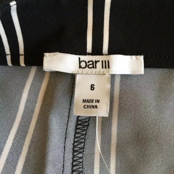 Bar III tie belt striped shorts black white 6 - Picture 5 of 6